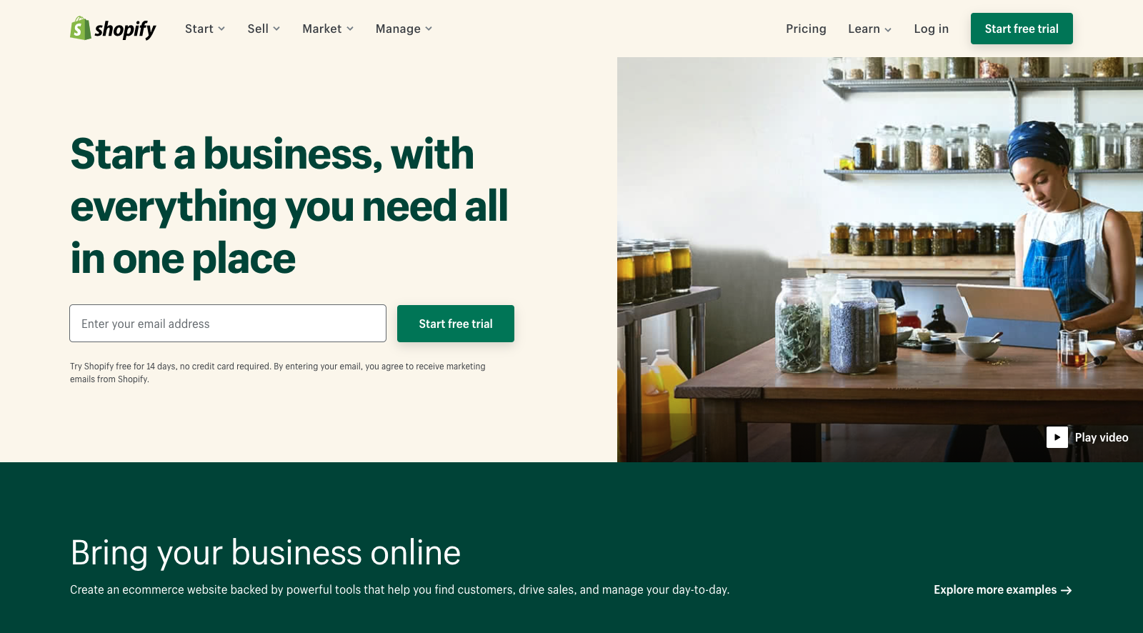 Shopify website screenshot