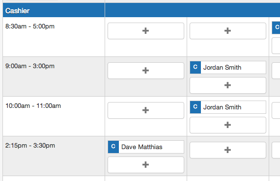 New employee scheduling page